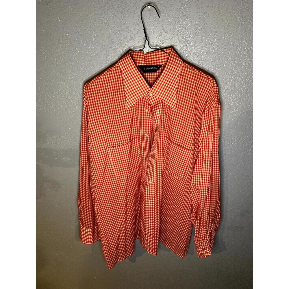 Vintage Van heusen red plaid down button shirt sz. XL